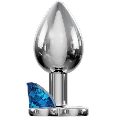 Sexual World Booty Jewellery Silver Metal Anal Plug Large-D.Blue