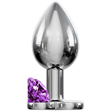 Sexual World Booty Jewellery Silver Metal Anal Plug Large-D.Purple