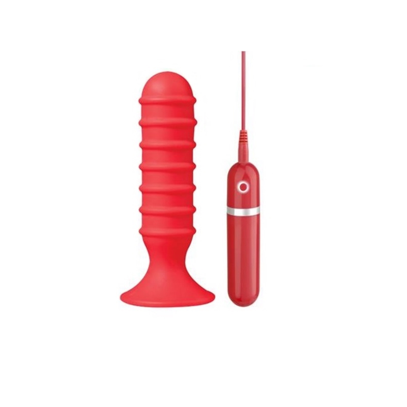 Ass Jacker 6`` İnch 15 cm Titreşimli Kırmızı Boğumlu Anal Plug