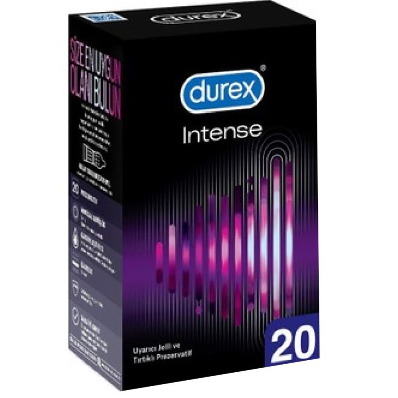 Durex İntense Uyarıcı Jelli Tırtıklı Prezervatif 20`li Eko Paket	