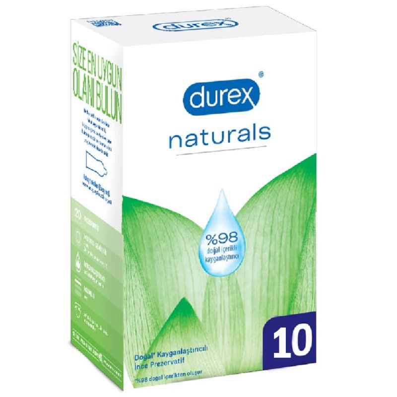Durex Naturals Doğal Kayganlaştırıcılı 10`lu Prezervatif