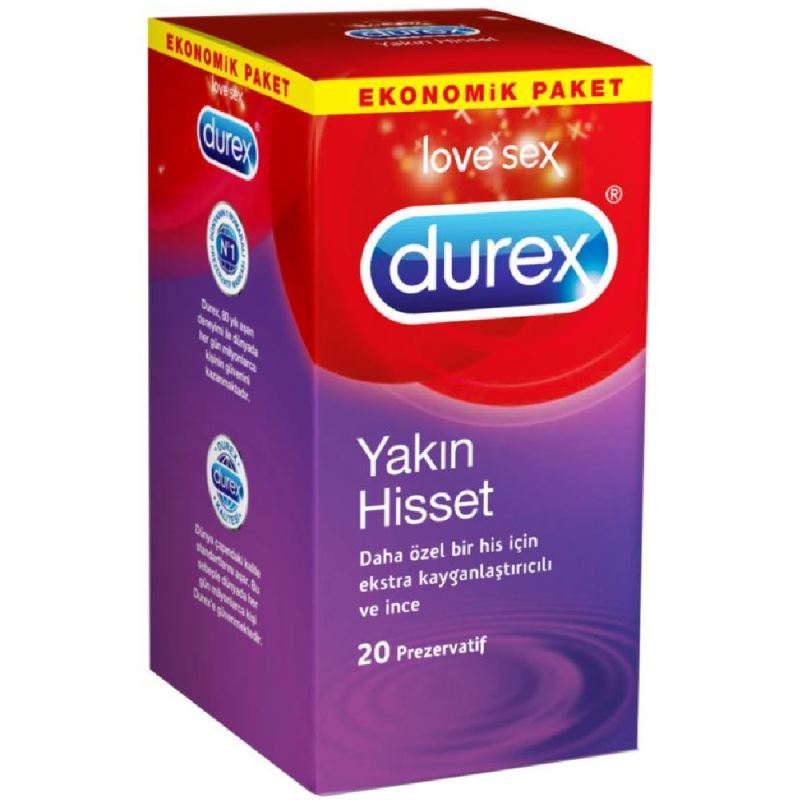 Durex Yakın Hisset Eko Paket Ekstra Kaygan Prezervatif 20`li