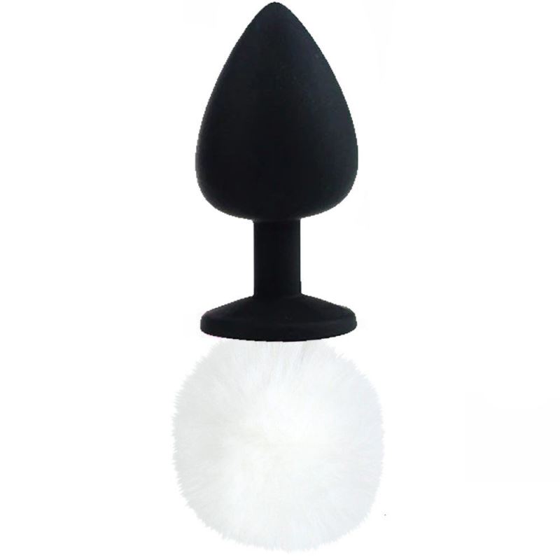 Erox Luxury Black Silicone Bunny Tail Beyaz Kuyruklu Anal Plug