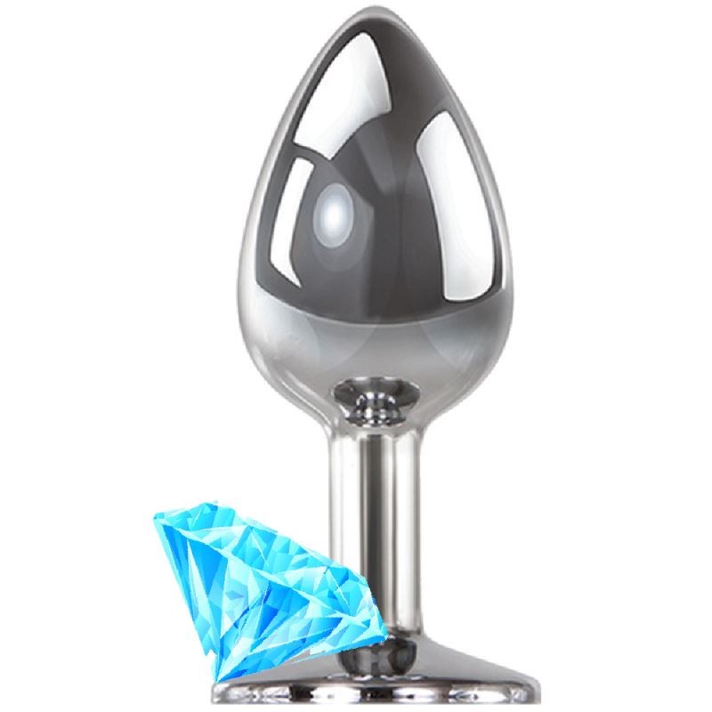 Erox Luxury Silver Mavi Taşlı Küçük Metal Anal Plug