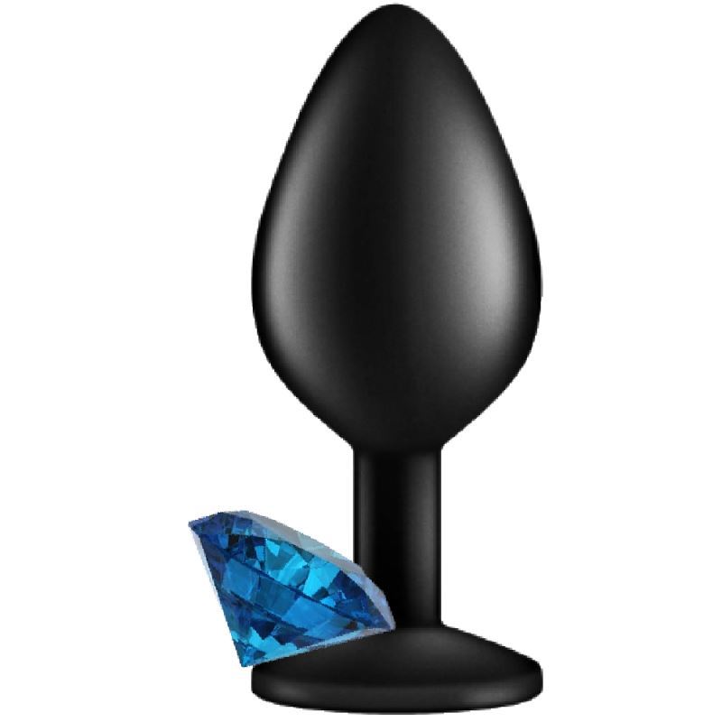 Erox Safe Body Black Silicone Mavi Taşlı Large Silikon Anal Plug