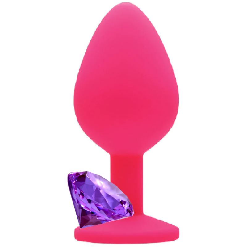 Erox Safe Body Pink Silicone Küçük Mor Taşlı Silikon Anal Plug