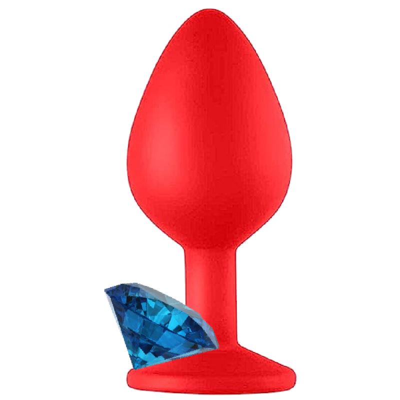 Erox Safe Body Red Silicone Mavi Taşlı Medium Silikon Anal Plug