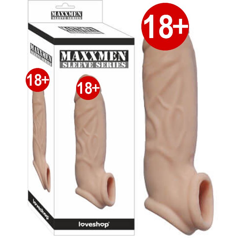 Loveshop Maxxmen 5 cm Dolgulu Testis Geçirmeli Realistik Penis Kılıfı