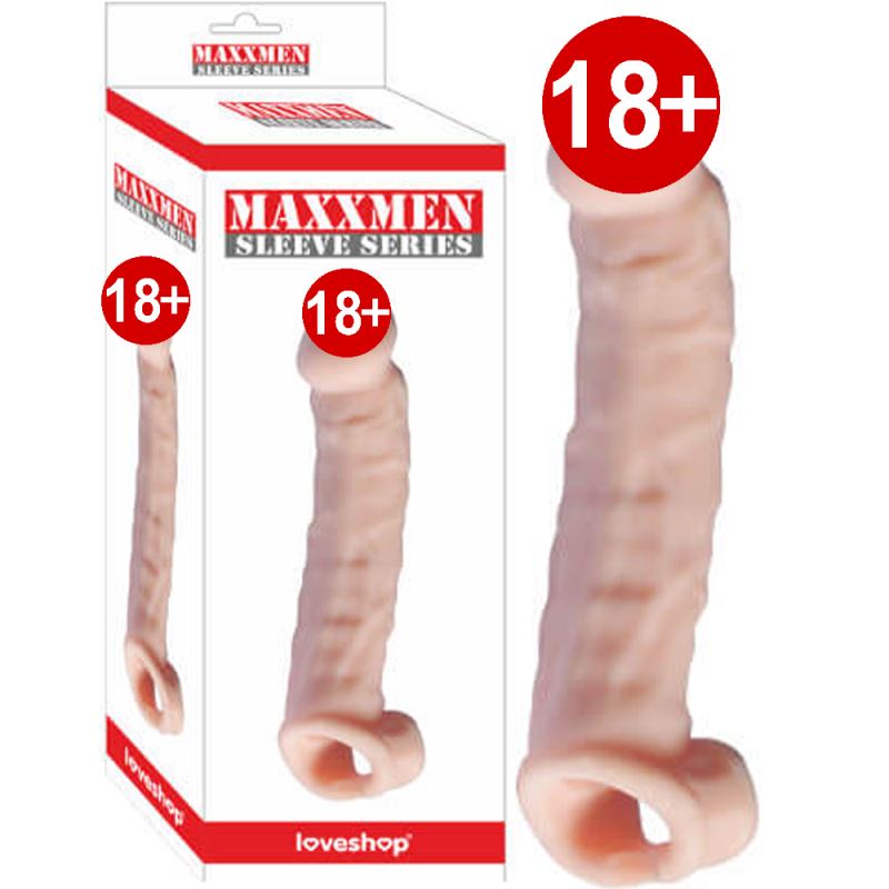 Loveshop Maxxmen 8 cm Dolgulu Testis Geçirmeli Realistik Penis Kılıfı