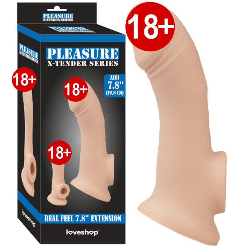 Loveshop X-Tender 7.8 cm Dolgulu Realistik Penis Kılıfı Testis Geçirmeli Damarsız