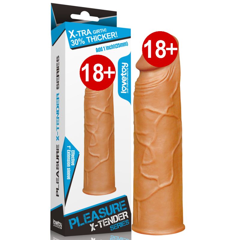 Lovetoy Pleasure X-Tender Realistik Ten Dokusunda 2.5 cm Dolgulu Melez Penis Kılıfı
