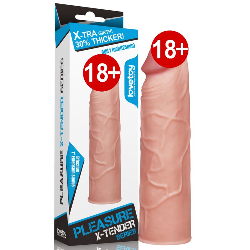 Lovetoy Pleasure X-Tender Realistik Ten Dokusunda 2.5 cm Dolgulu Penis Kılıfı