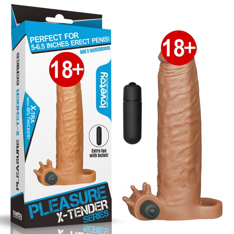Lovetoy Pleasure X Tender Vibrating Sleeve 5 cm Uzatmalı Penis Kılıfı Melez