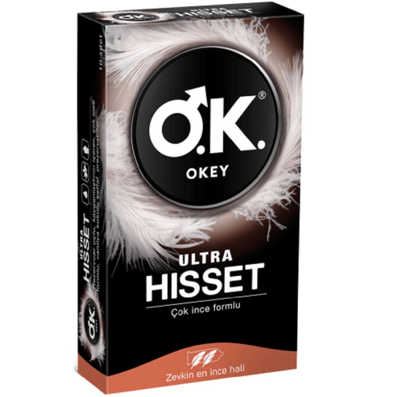 Okey Ultra Hisset Ekstra İnce Formüllü Prezervatif 10`lu Paket