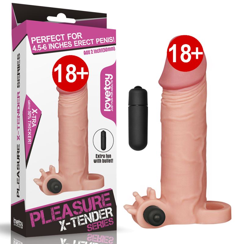 Pleasure X Tender Vibrating Sleeve 4.5 cm Uzatmalı Penis Kılıfı