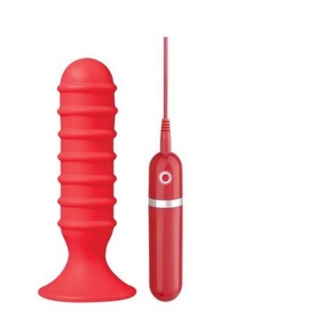 Ass Jacker 5`` İnch 13 cm Titreşimli Kırmızı Boğumlu Anal Plug