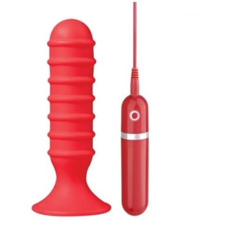 Ass Jacker 6`` İnch 15 cm Titreşimli Kırmızı Boğumlu Anal Plug