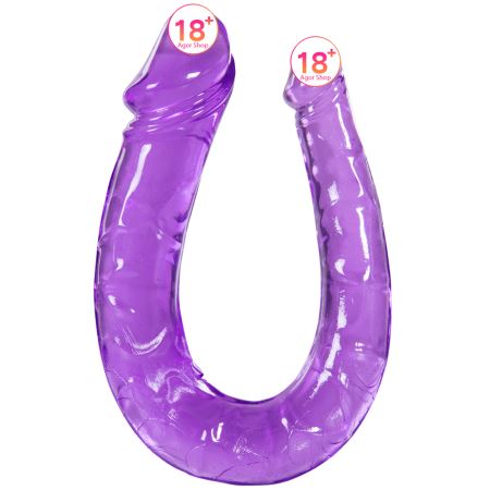 Erox Double Dong Jelly Purple Çift Taraflı Jel Doku Penis 27 cm