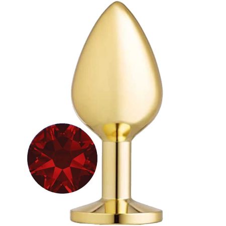 Erox Gold Medium Kırmızı Kristal Taşlı Metal Anal Plug