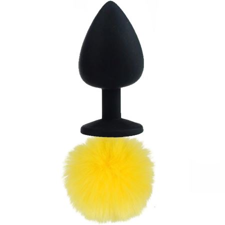 Erox Luxury Black Silicone Bunny Tail Sarı Kuyruklu Anal Plug