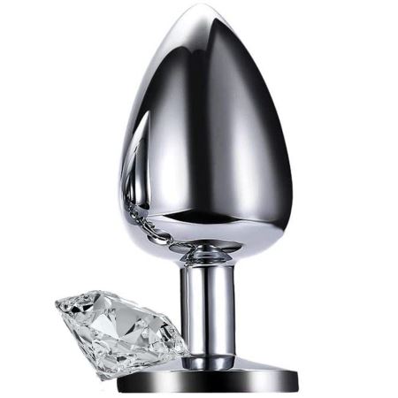 Erox Luxury Silver Beyaz Taşlı Küçük Metal Anal Plug