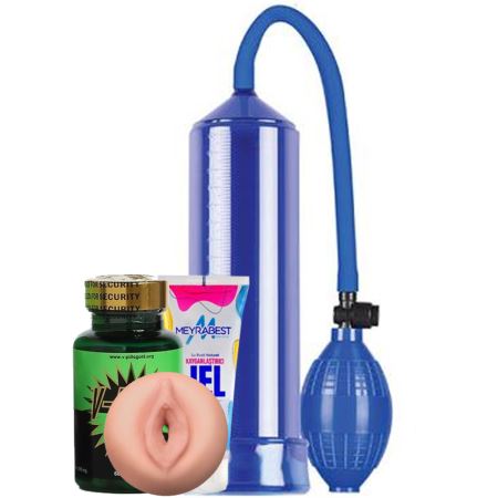 LoveShop Pump Dream Blue Penis Pompası ve Jel V-Pills Paket