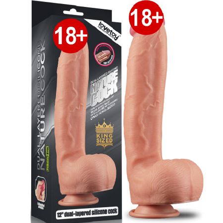 Lovetoy King 30 cm Et Dokulu ve Çift Katmanlı Yumuşak Realistik Penis