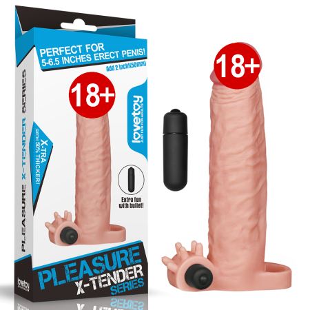 Lovetoy Pleasure X Tender Vibrating Sleeve 5 cm Uzatmalı Penis Kılıfı