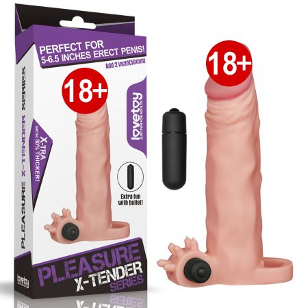 Pleasure X Tender Vibrating Sleeve 4 cm Uzatmalı Penis Kılıfı