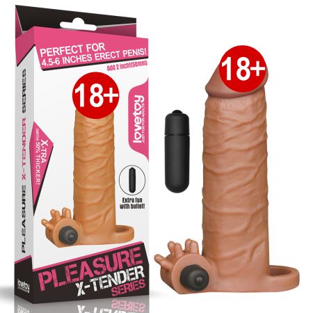 Pleasure X Tender Vibrating Sleeve 5 Cm Uzatmalı Realistik Melez Penis Kılıfı