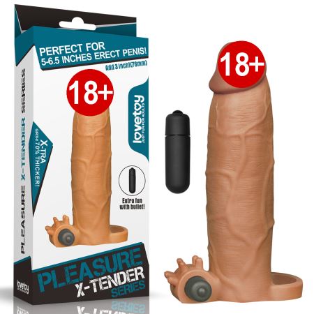 Pleasure X Tender Vibrating Sleeve 7.6 cm Uzatmalı Penis Kılıfı Melez