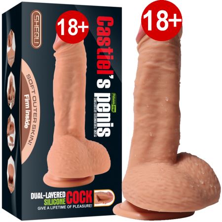 Shequ Castiel`s Penis Çift Katmanlı Sabitlenebilir Realistik Dildo 19 cm